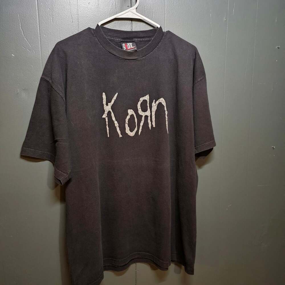Vintage Korn Glitter Logo Band T-Shirt Giant Merchandising Black XL